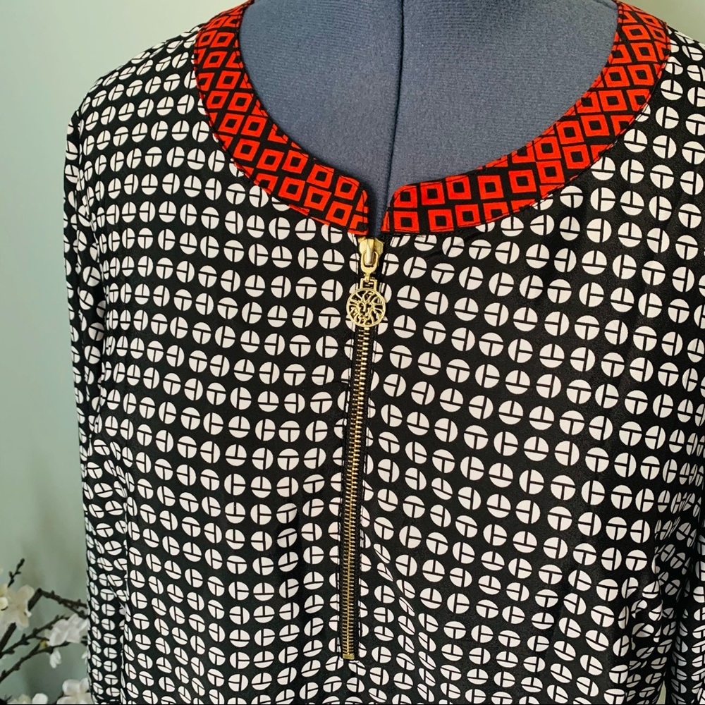 Anne Klein Printed Zip Front Top Size 1X